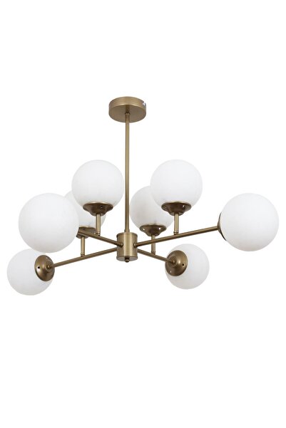 Taşcan Aydınlatma Nida 8 Li Eskitme Avize Beyaz Camlı Dekoratif Tasarım Yatak Odası Mutfak Salon Avize