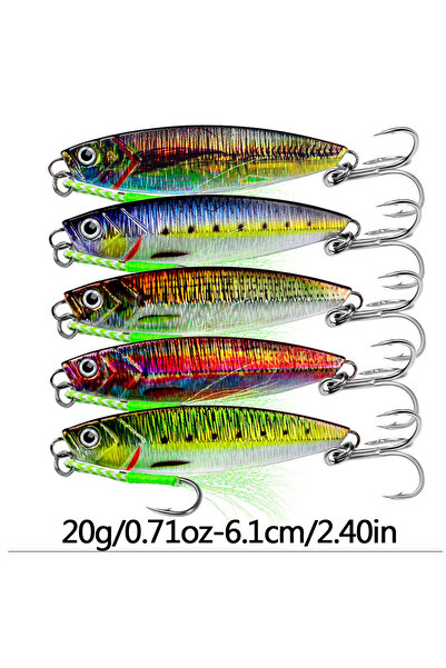 Choice 20 جرام 5 ألوان 5 قطع صفيحة حديدية طُعم صيد طويل لامع 40 جرام 7.8 سم ص...
