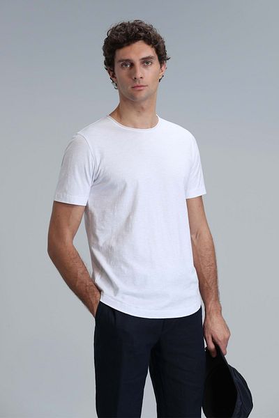 Lufian 111020203 Junya Men's Basic T-Shirt Men's T-Shirt White