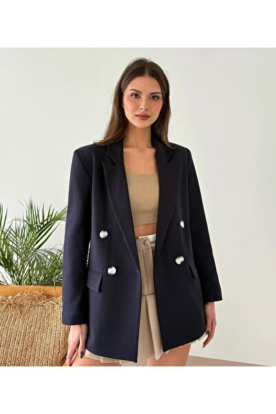 BONJOVİN PARİS Lacivert Keten Blazer Ceket