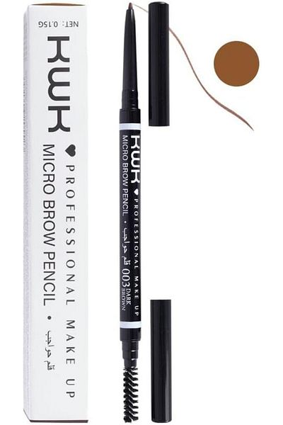 Generic Professional Mini Eyebrow Definer Pencil from KWK, Dark Brown 003, Dual-Ended with Spoolie Brush and