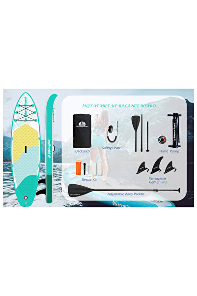 Up Balance Board Cosfer Up Balance Board Şişme Sup Board/stand Up Paddle Board 320X81X15 cm Yeşil