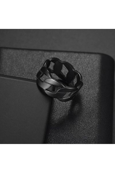 REDz Accessories Inel cu lanț, pentru bărbați, design vestimentar, negru - mărimea 8 (62 mm)