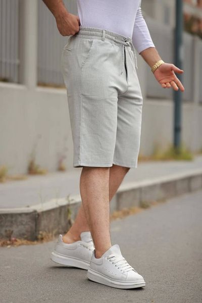 COTTONLAB Ανδρικό υφασμάτινο σορτς με κορδόνια και κουμπιά