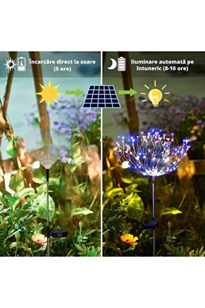 varioshop Set 2 solar garden lamps VarioShop®, dandelion model, 150 LEDs, weatherproof, cool light, with sola