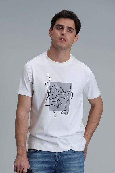 Lufian 111020205 Nally Modern Graphic T- Shirt Men's T-Shirt White