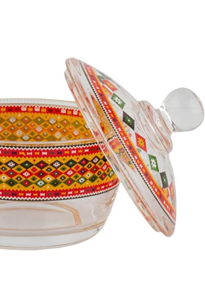 ALSAIF Glass Sugar Bowl With Al-badia Design By Al-saif, Porcelain, Multicolor, 1 Piece