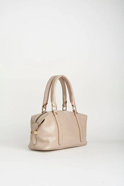 Jagu حقيبة يد وكتف نسائية من جلد المنك الداكن المكسور اللامع، مبطنة بالجلد ال...