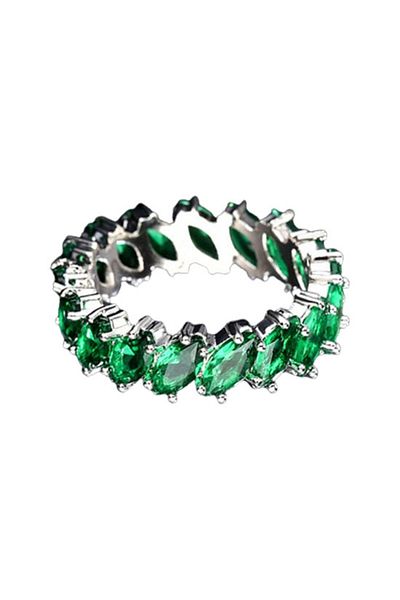 REDz Accessories Inel Splendid Crown, Cristale de Zirconiu, Damă, Oțel Inoxidabil, Verde - Mărime 9 (64,6 mm)
