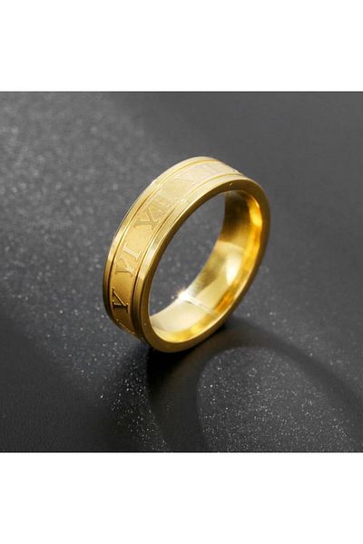 REDz Accessories Roman Numeral Ring, Men, Trendy Design, Gold - Size 9 (64.6MM)