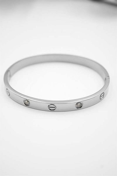 MR RZN STORE CRT Model Jewelled Steel Bracelet (60mm) - Silver