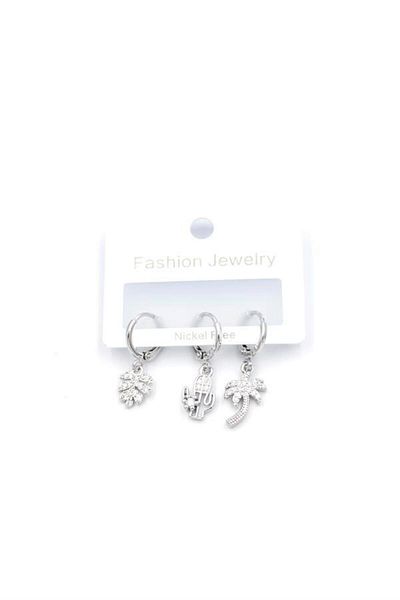 Royaleks 3-Piece Cactus Earrings - Silver