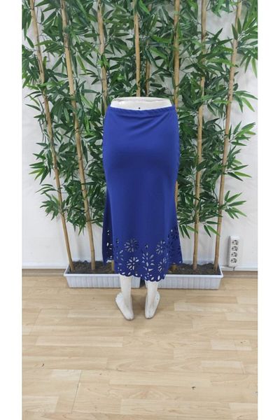 Vogueway Fusta Midi din crepon importat MyTerrax pentru femei cu talie înaltă, cu detaliu tăiat cu laser