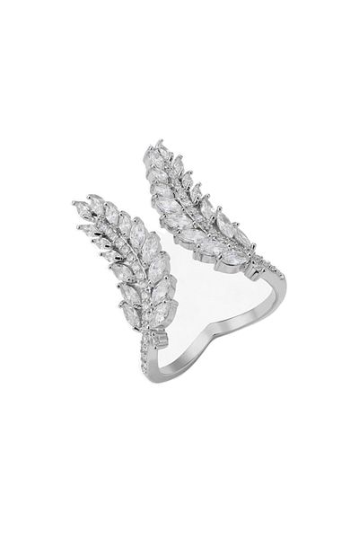 REDz Accessories Inel Brilliant Grain, Cristale de Zirconiu, Reglabil, Damă, Oțel inoxidabil, Argint