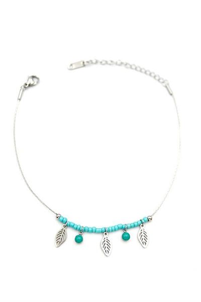 MR RZN STORE Beaded clover anklet - silver