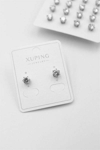 MR RZN STORE Medium size zircon stone single earring - silver