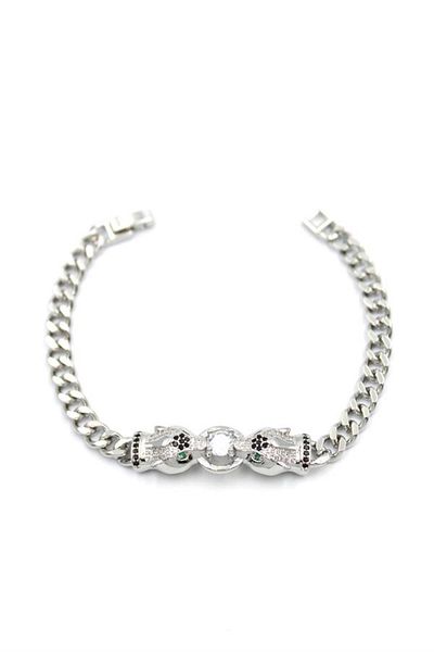 MR RZN STORE Zircon Stone Leopard Bracelet - Silver