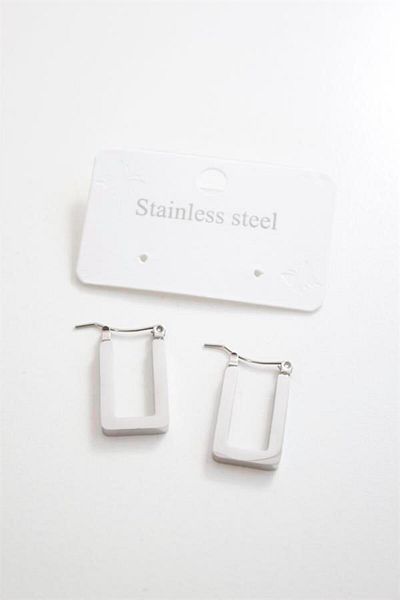 MR RZN STORE Rectangular steel earrings - silver