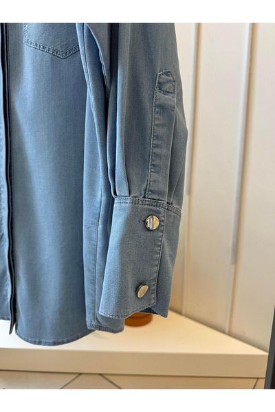 Zühre Cămașă din denim cu paiete Blue Ice 0104