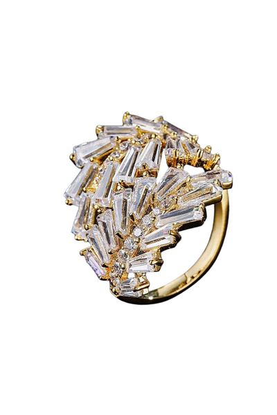 REDz Accessories Majestic Glow Ring, Zirconia Crystals, Adjustable, Women, Stainless-steel, Gold
