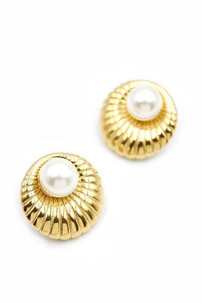 MR RZN STORE Pearl Earrings - Gold