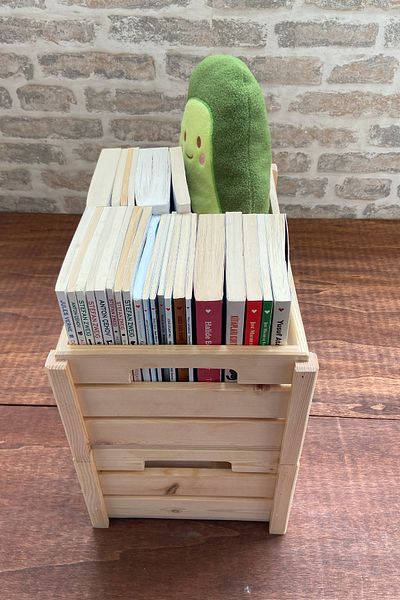 ayfiwood 2 Pieces Book Organizer Natural Wood Storage Box Wooden Book Organizer 2 Pieces