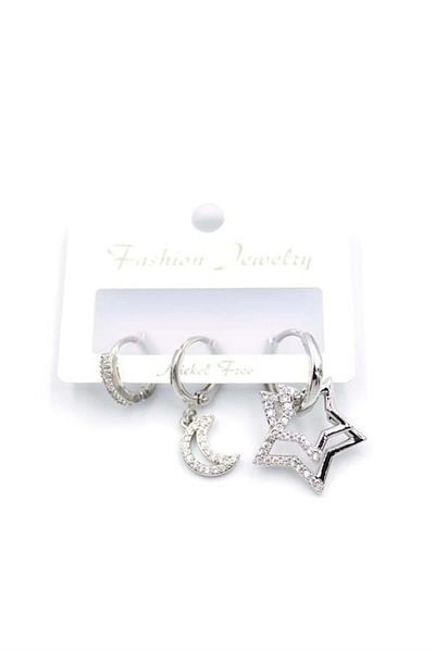 Royaleks 3-Piece Star Earrings - Silver