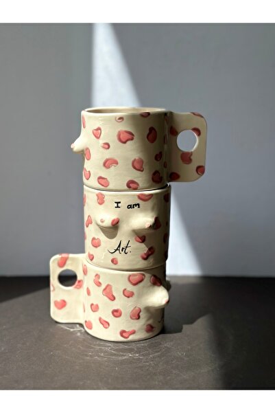 KABİLE SERAMİK Handmade Ceramic Mammal Mug I Am Art Series Leopard Print