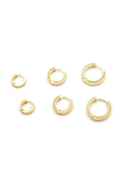 MR RZN STORE 6-piece steel hoop earrings - gold