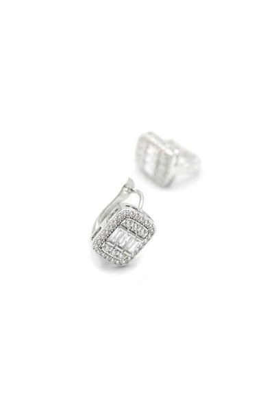 MR RZN STORE Baguette Jewelled Earrings - Silver