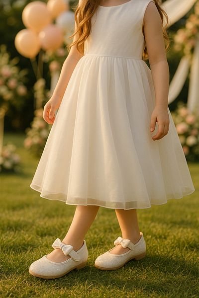SIRRI Girl's Bonita Bow Glitter Ballerina Shoes