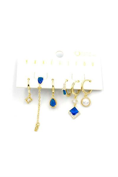 MR RZN STORE Multiple Stone Earrings - Gold