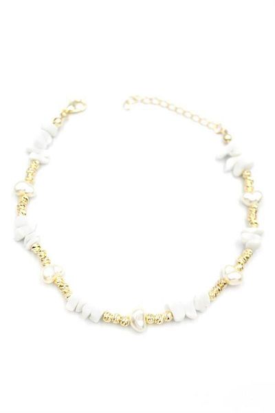 MENESSA White Dorica Stone Anklet Shoes