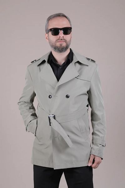 OHEPMODA Slim Fit Men's Trench Coat with Belt