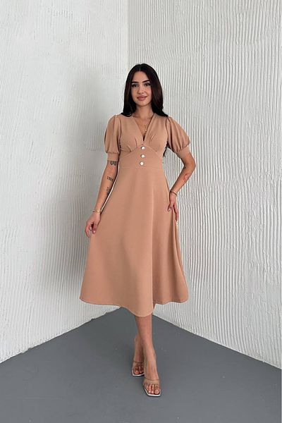 Neşeli Butik γυναικείο φόρεμα με λαιμόκοψη V με λεπτομέρεια midi μήκους NBK051