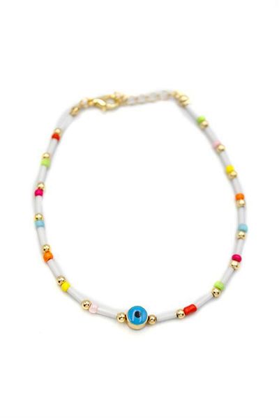 MR RZN STORE Evil eye beaded anklet - multicolor