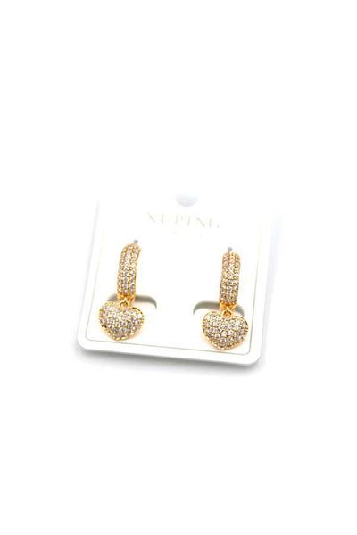 Royaleks Heart Earrings with Stones - Rose