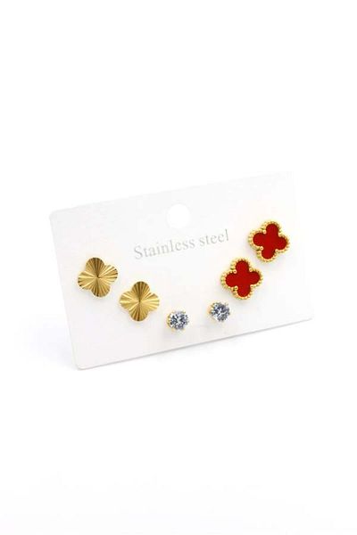 MR RZN STORE Vc Clover Earrings - Red