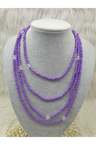 HAPPY HANDMADE قلادة طويلة ملتوية من الخرز الكريستالي الأرجواني