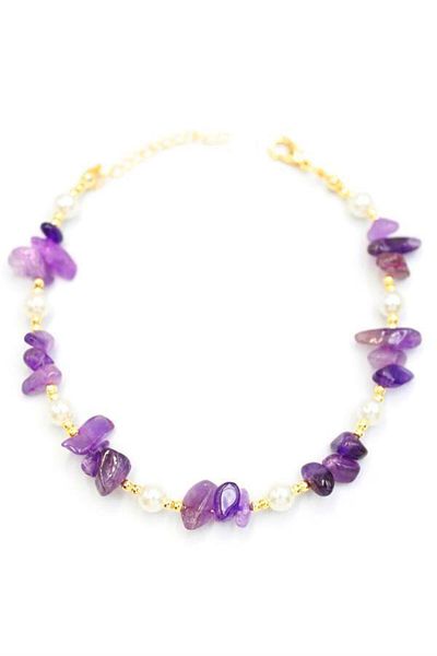 MR RZN STORE Stone anklet - purple