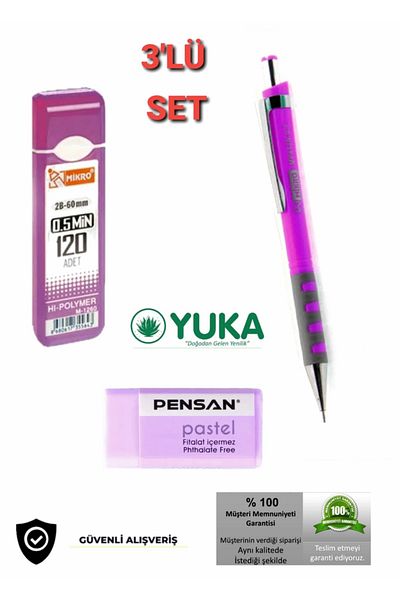 Yuka Versatil Pen Set 0.7 mm Pink Tip Pen + Eraser + 120 Pcs Tip
