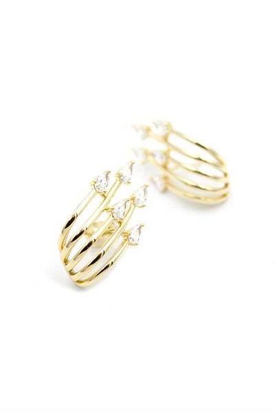 MR RZN STORE Jewelled Earrings - Gold