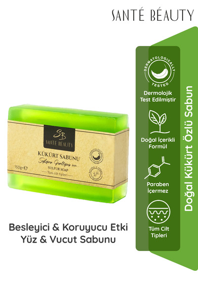 SANTE BEAUTY Doğal Kükürt Özlü Besleyici Katı El Yüz & Vücut Yıkama & Bakım Sabunu 150 gr