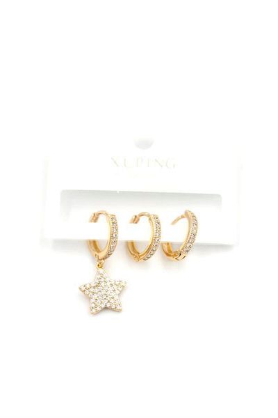 Royaleks 3x xuping star earrings - gold
