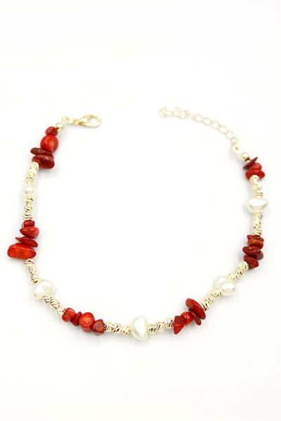 MR RZN STORE Dorika stone anklet - red