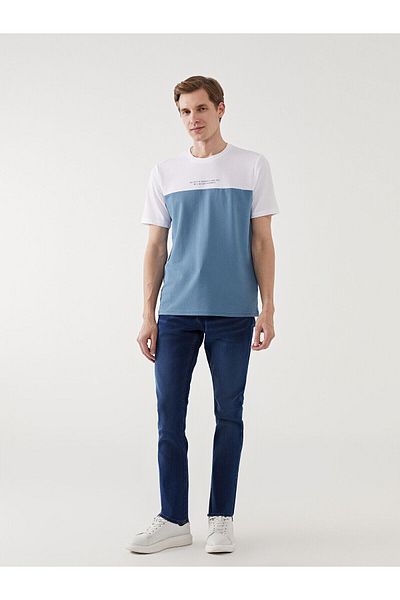 LC Waikiki Ανδρικό T-shirt με λαιμόκοψη με κοντό μανίκι Color Block