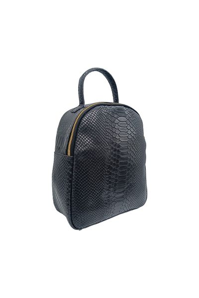 EVoStyle Rucsac Damă EVoStyle MC108, Piele Naturală Italia, 23 x 26 x 10cm, Negru