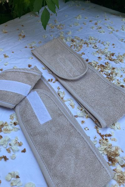 Mokita Home Hair Band Set of 2 Gray Sports Bandana Towel Women & Men Makeup Yoga Spa Velcro Tape Bias