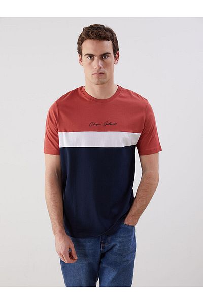LC Waikiki Ανδρικό T-shirt με λαιμόκοψη με κοντό μανίκι Color Block