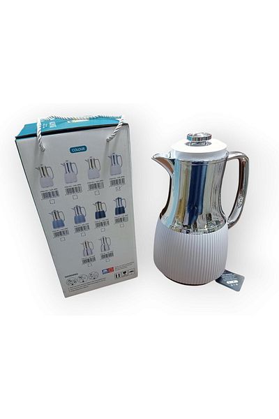 Other 1.0L Thermos - Elegant White & Silver – Eco-Friendly, Leak-Proof, 24-Hour Hot & Cold Retention